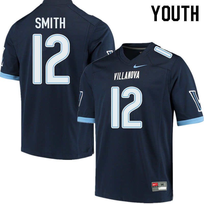 Youth #12 Daniel Smith Villanova Wildcats College Football Jerseys Sale-Navy